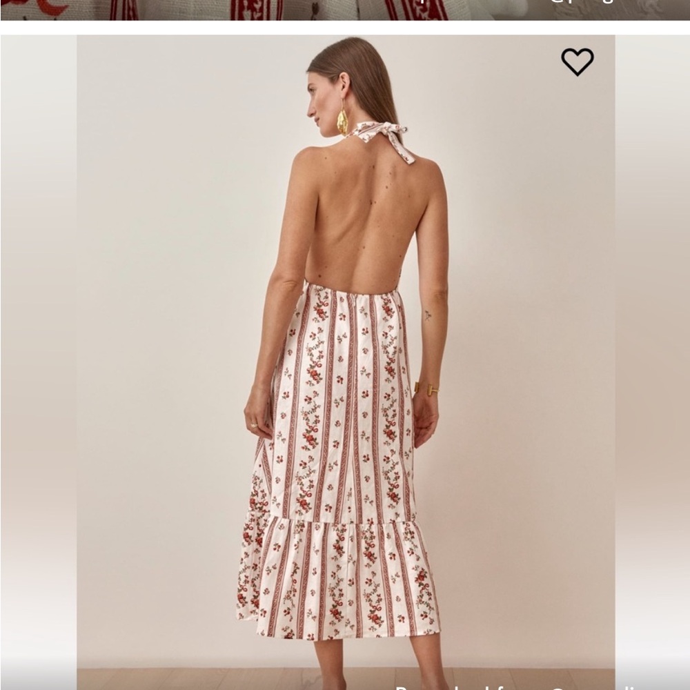 Reformation Enna Linen Dress - White and Red Floral